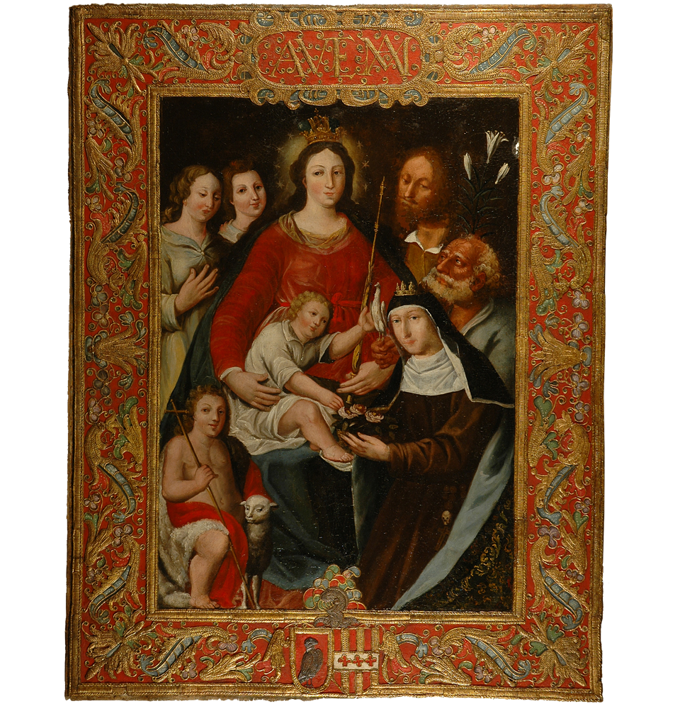 Sagrada Familia con San Juanito, Santa Rosa de Lima y ángeles